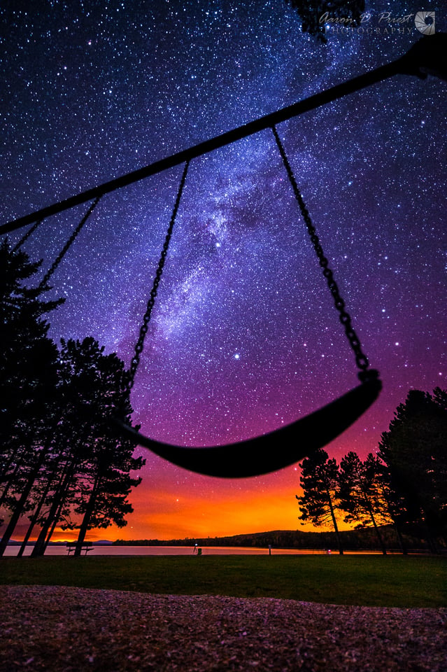 The Milky Way shines over Lily Bay State Park