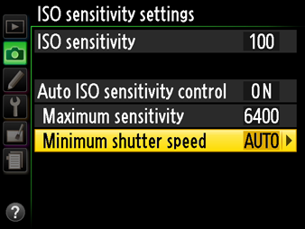 Nikon Auto ISO Sensitivity Settings