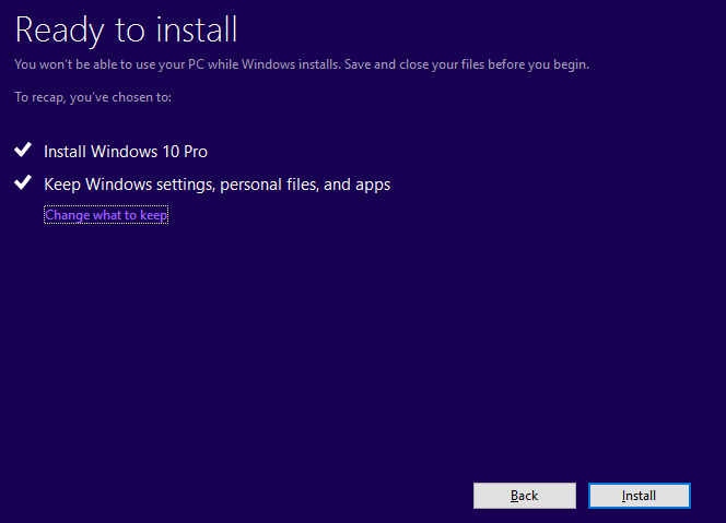 Windows 10 Ready to Install
