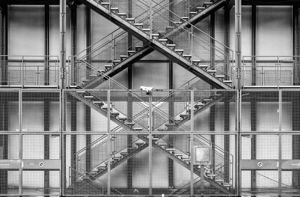 Exterior stairs on the Pompidou Centre