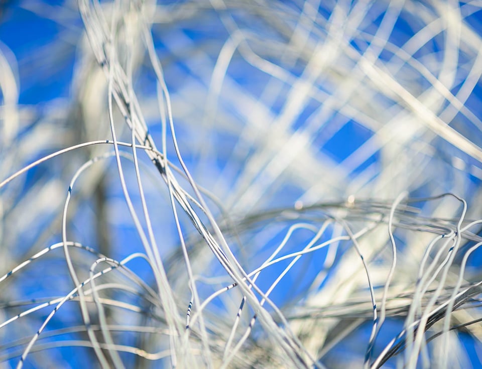 Up-close abstraction of Regan Gentry's steel tree, Cornerstone Sonoma