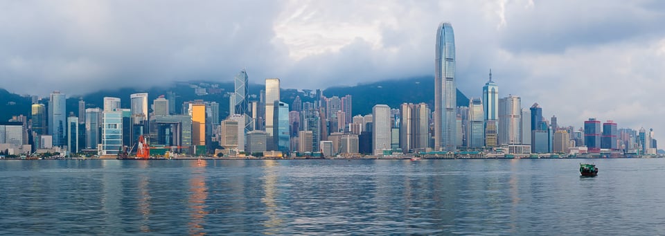 Sunrise panorama of central Hong Kong