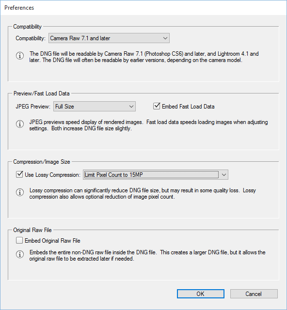 DNG Converter Lossy Compression