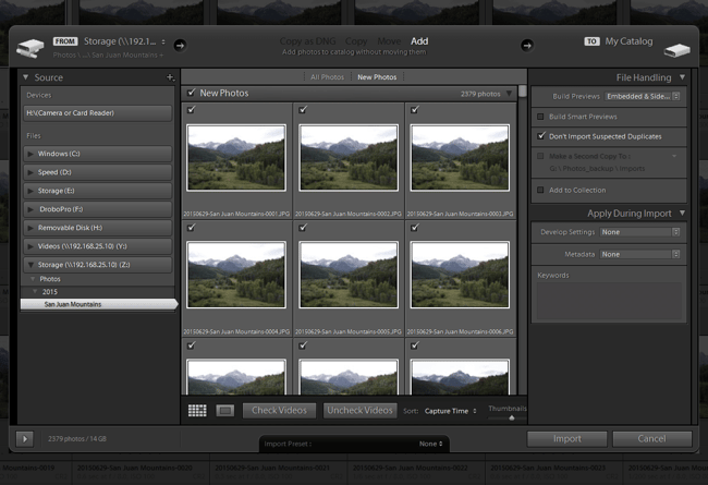 Lightroom Synchronization of JPEG