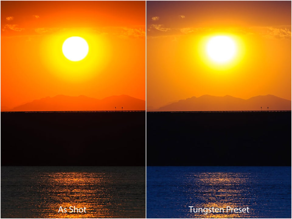 As Shot vs Tungsten Preset