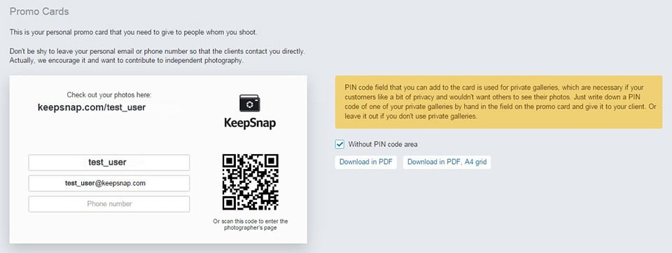 KeepSnap Promo Card