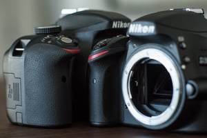 Nikon D3300 grip (left) compared to Nikon D3200 grip (right)