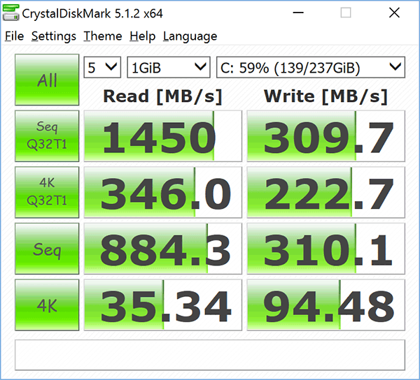 Surface Book i5 CrystalDiskMark