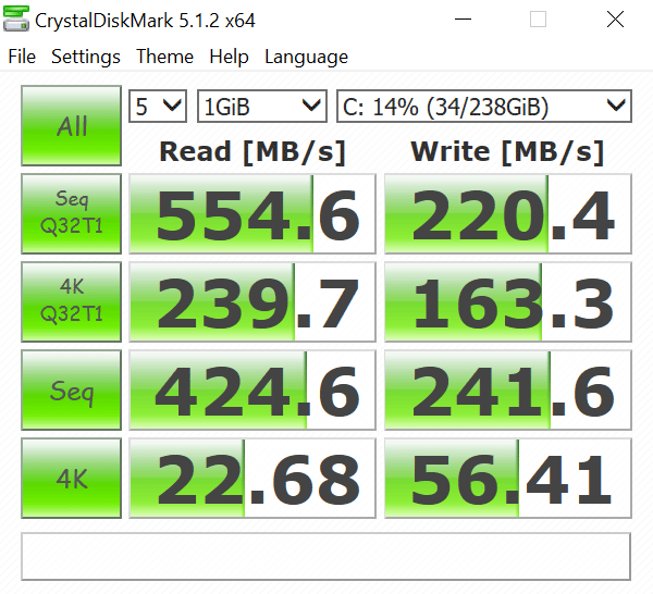 Surface Pro 3 i5 CrystalDiskMark