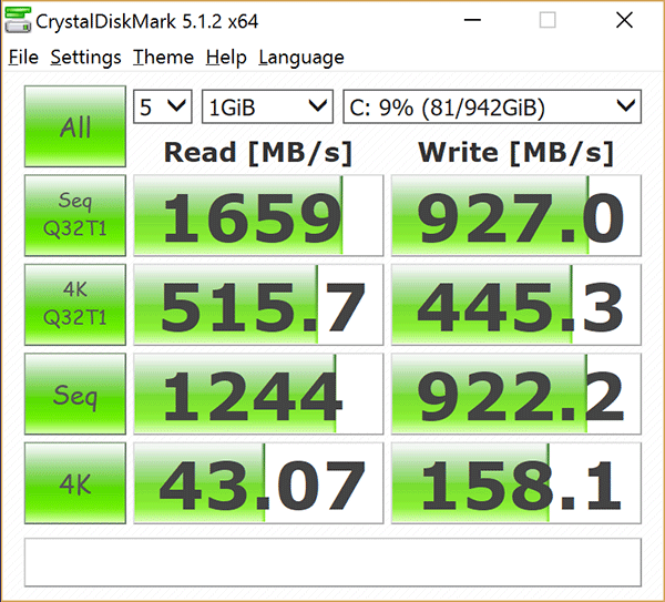 Dell XPS 13 CrystalDiskMark