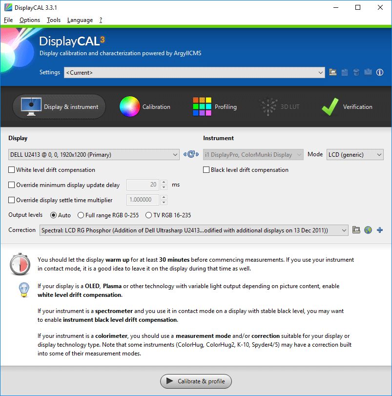 DisplayCAL Main Settings