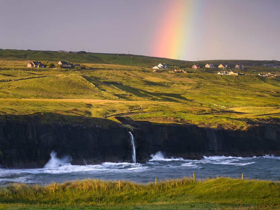 Ireland-Waterfall-Rainbow-Sunrise