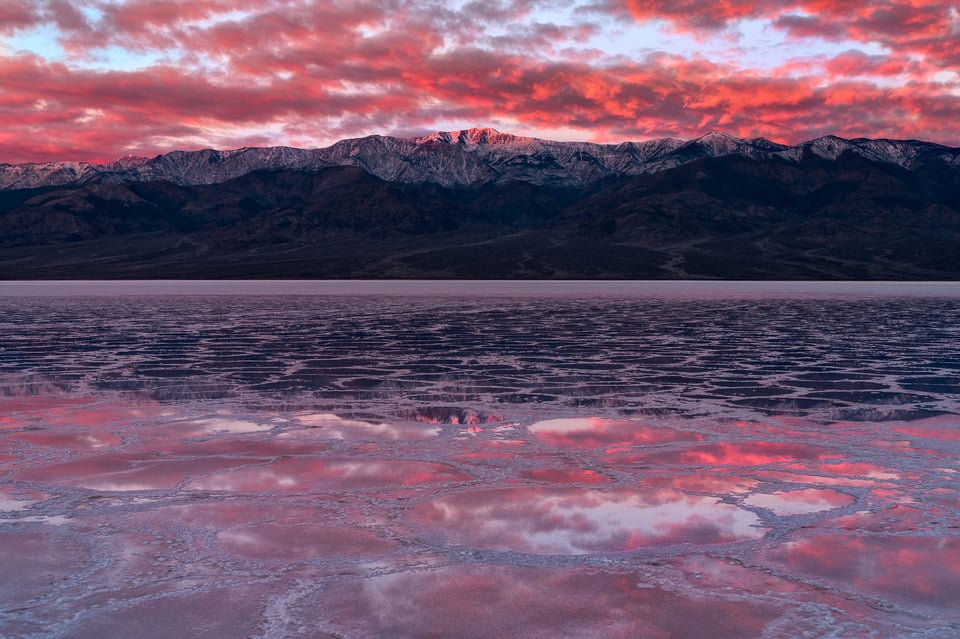 Badwater Sunrise Mountain Reflection