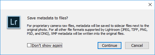 Lightroom Save Metadata to Files
