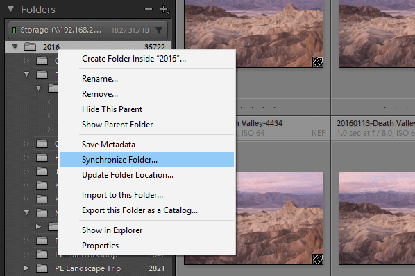 Lightroom Synchronize Folder