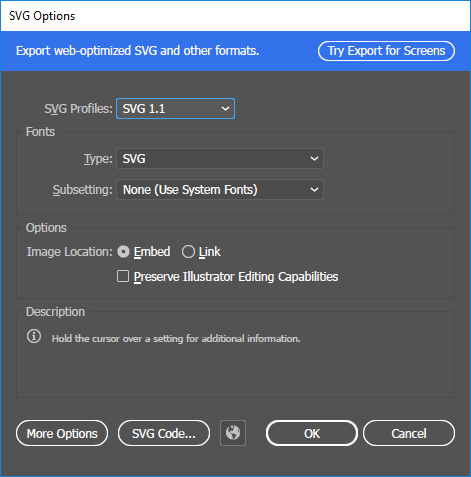 SVG Save Options