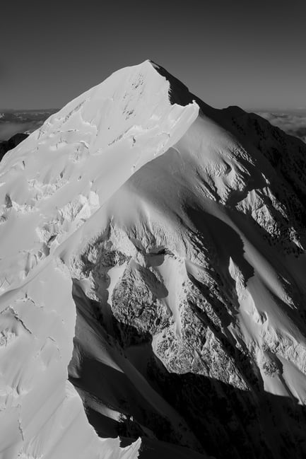 Black and White Image of a Mountain. in New Zealand