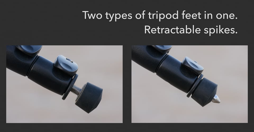 Retractable spiked tripod feet