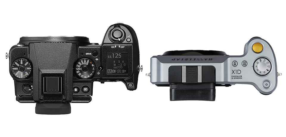 Fuji GFX 50S vs Hasselblad X1D-50c Top View