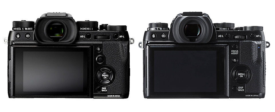 Fuji X-T2 vs Fuji X-T1 Back