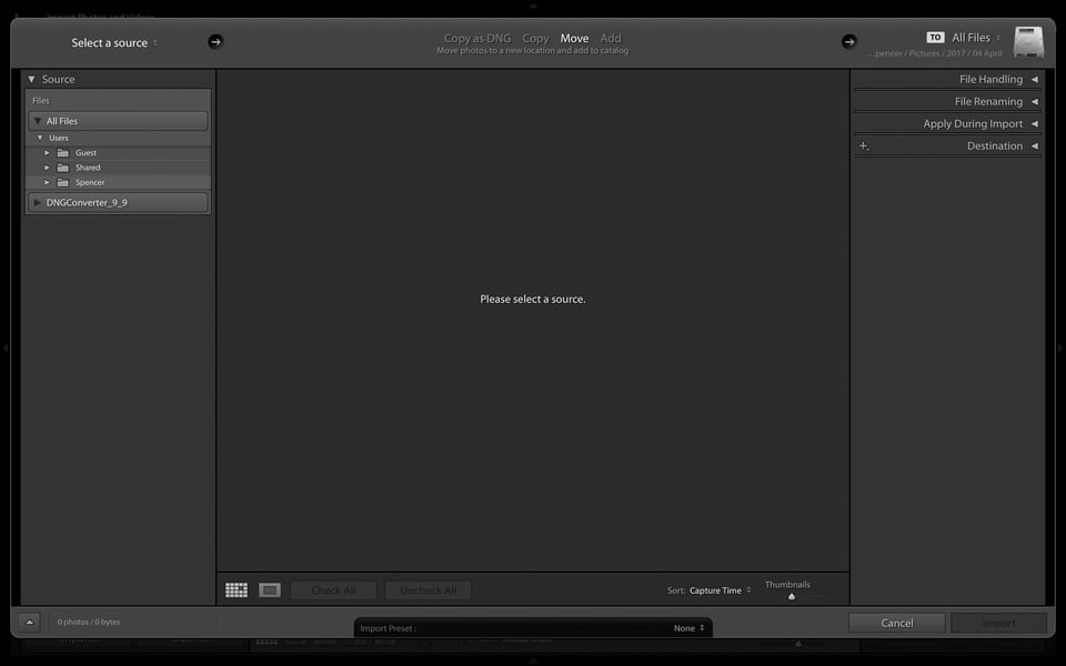 Lightroom-CC-import-dialogue