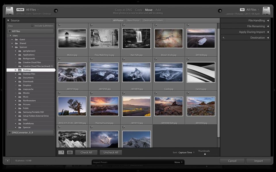 Lightroom-Import-Dialogue