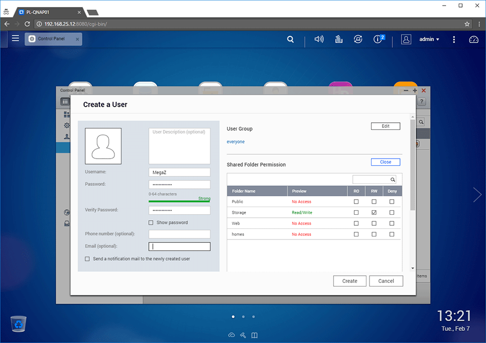 QNAP Create a User
