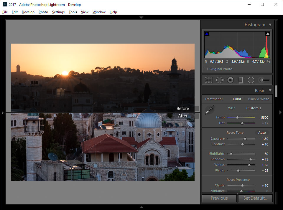 Lightroom Top and Bottom Horizontal