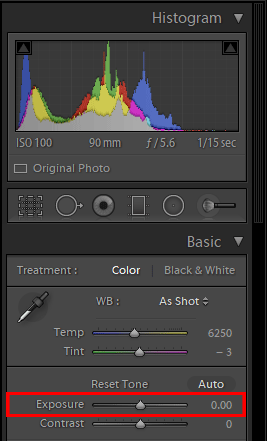 Exposure Slider in Lightroom