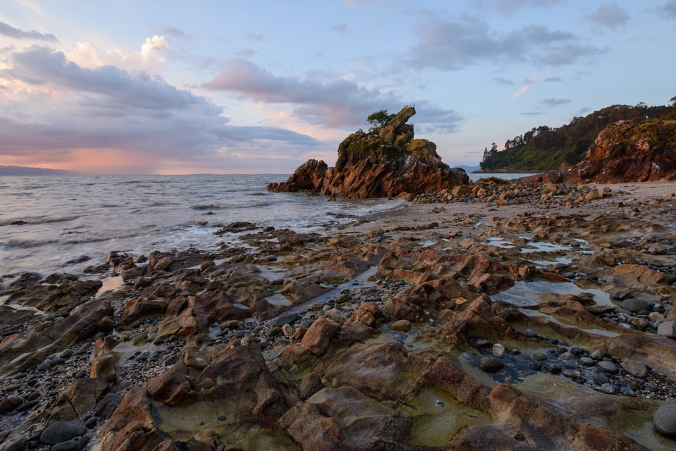 Sunset photo with darker sky and lighter foreground