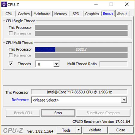 Surface Book 2 CPU-Z Multi-Thread Load