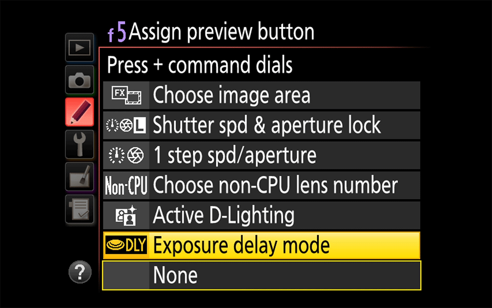 Assign Button to Exposure Delay Mode