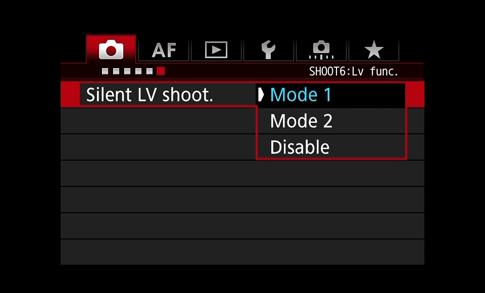 Canon Silent LV Shooting EFCS