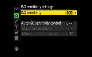 ISO Sensitivity Settings