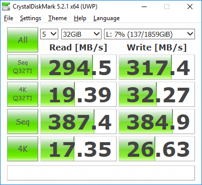 WD My Passport Wireless SSD CrystalDiskMark