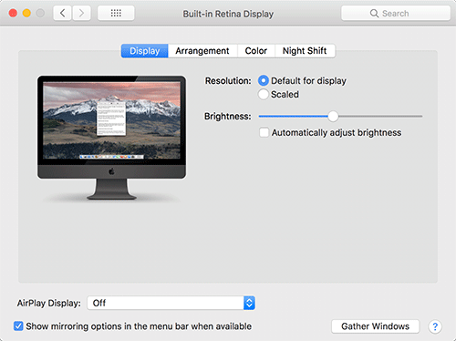 Apple Displays System Preferences