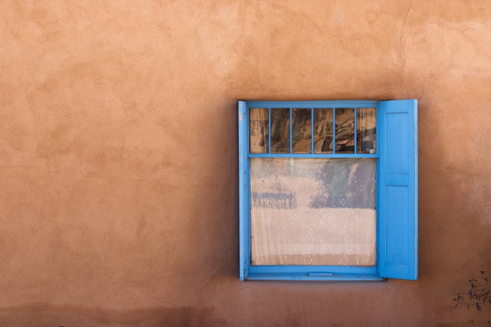 Blue Window with Orange House