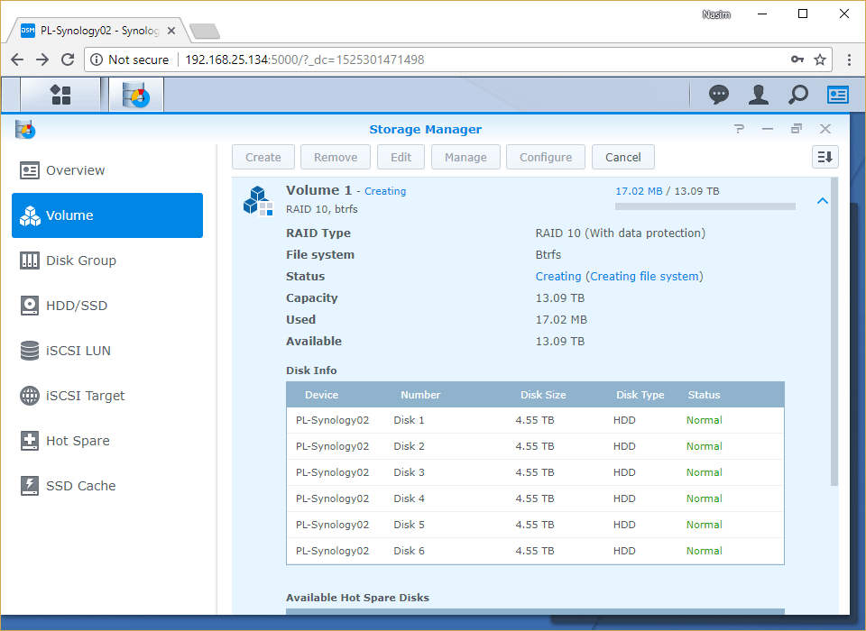 Synology RAID 10 Volume