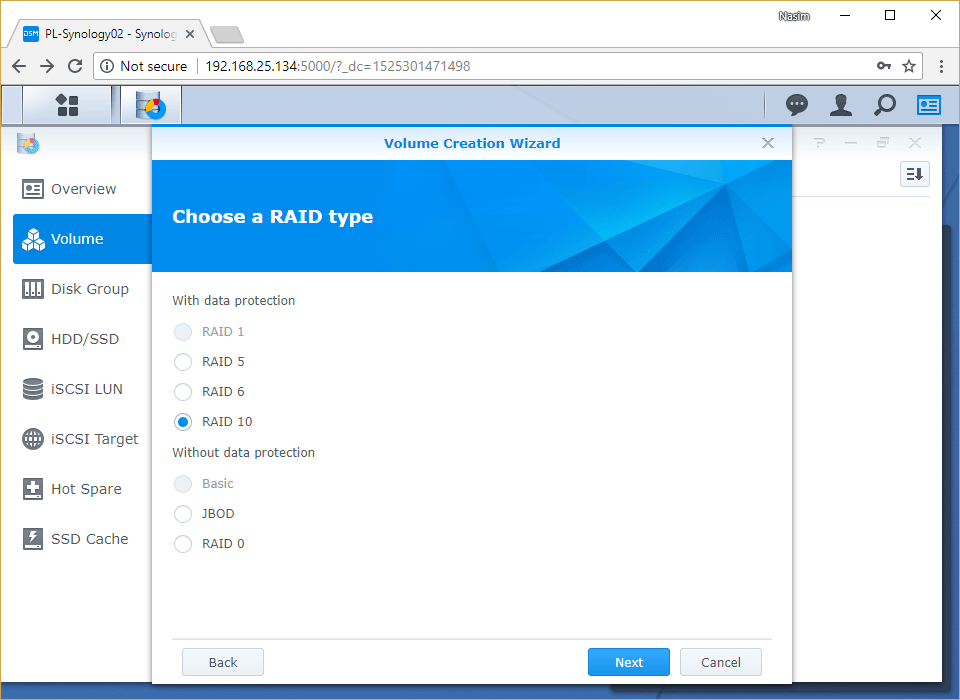 Synology Storage Manager RAID 10