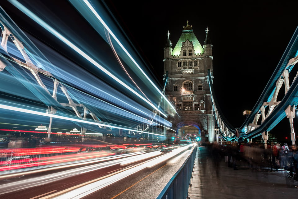 Tower Bridge London Light Trails