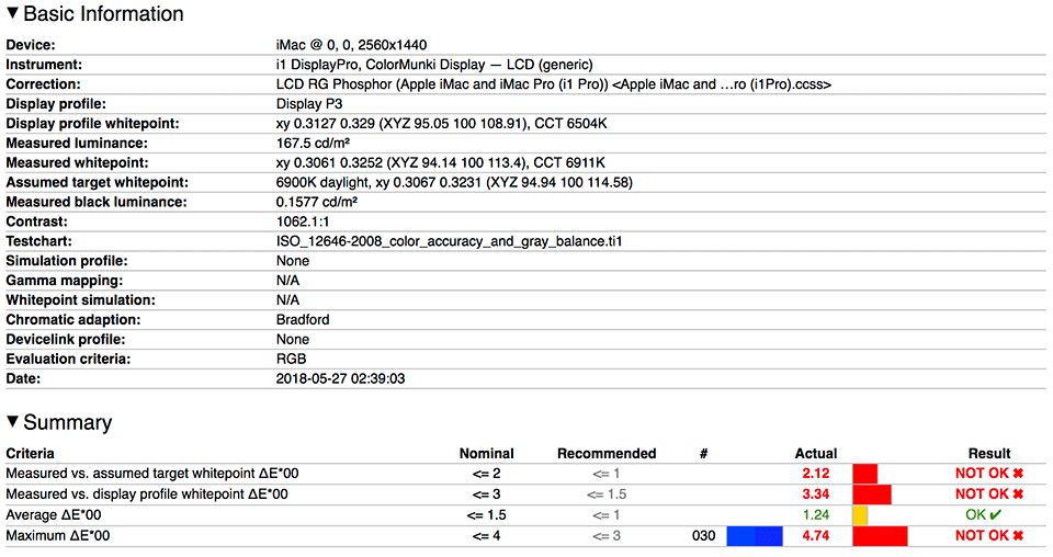 iMac Pro 5K DisplayCAL Verification Factory