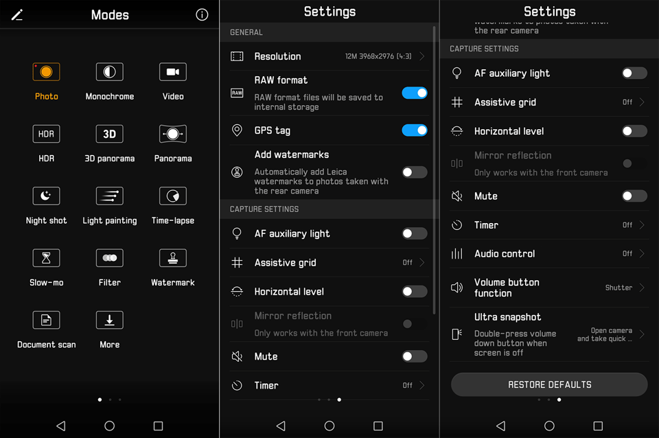 Camera Modes and Settings