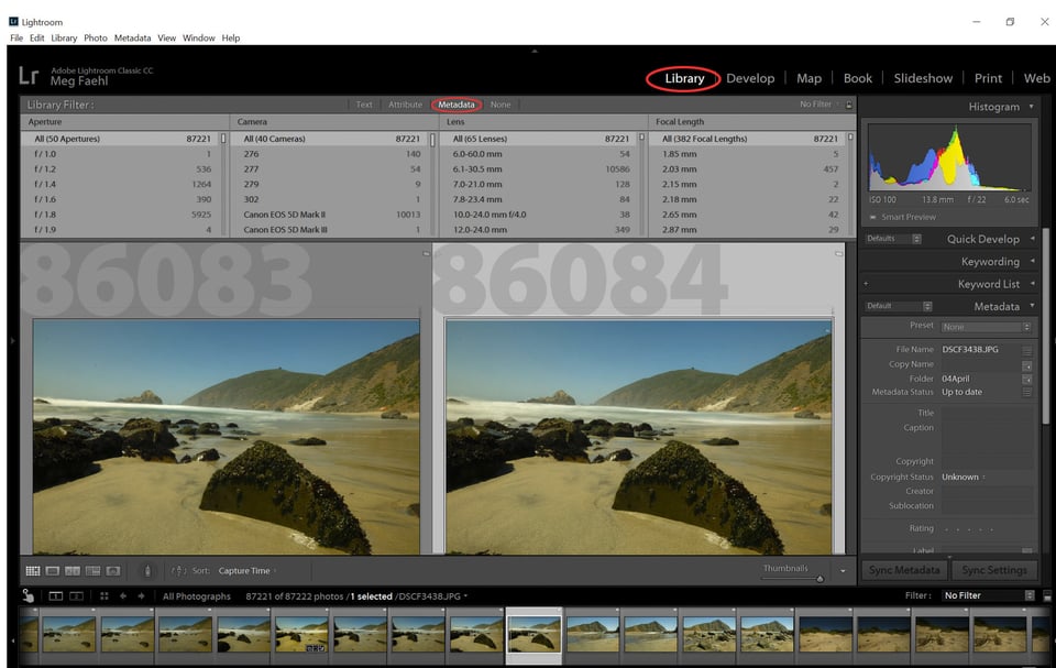 Metadata Options in Lightroom