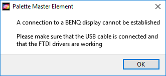 Palette Master Element Display Connection Problem