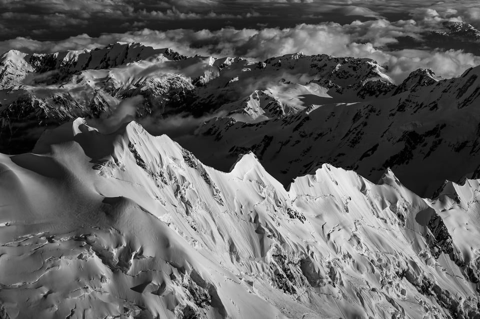 Aerial Mountain Black and White
