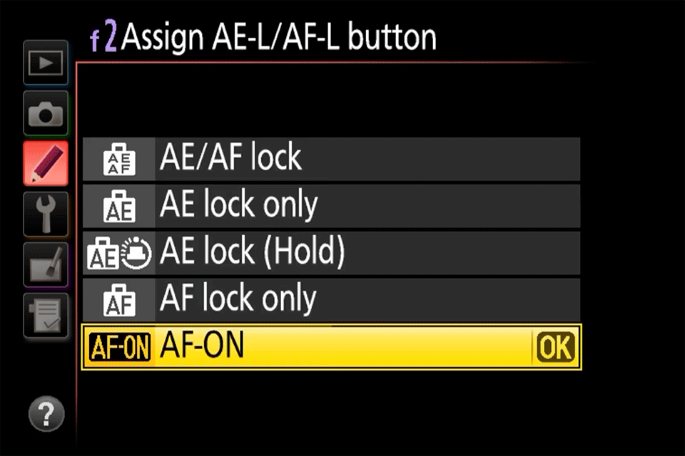 Nikon Assign AE-L AF-L Button