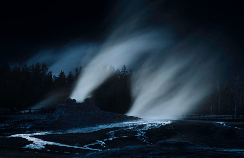 Blurred Geyser with Dark Background