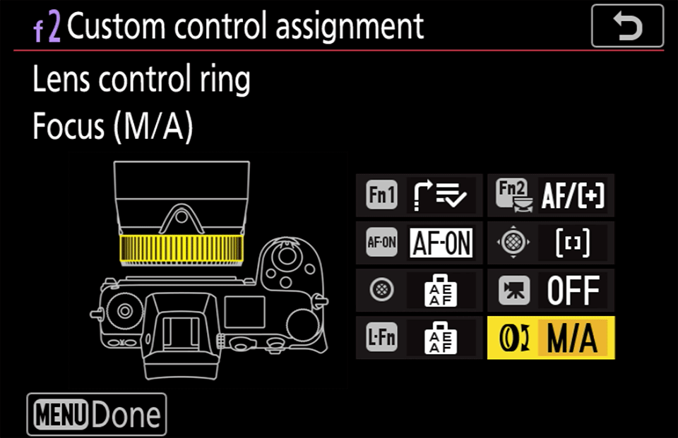 Nikon Z Lens Control Ring Menu