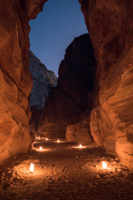 An image of Petra walkway captured in manual mode