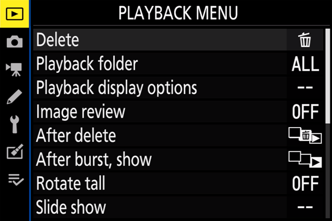 Nikon Z5 Menu